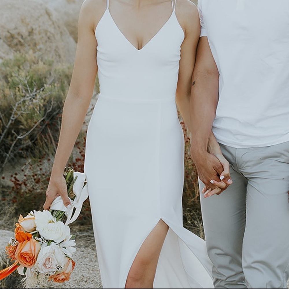 Long White Prom dress with a Slit